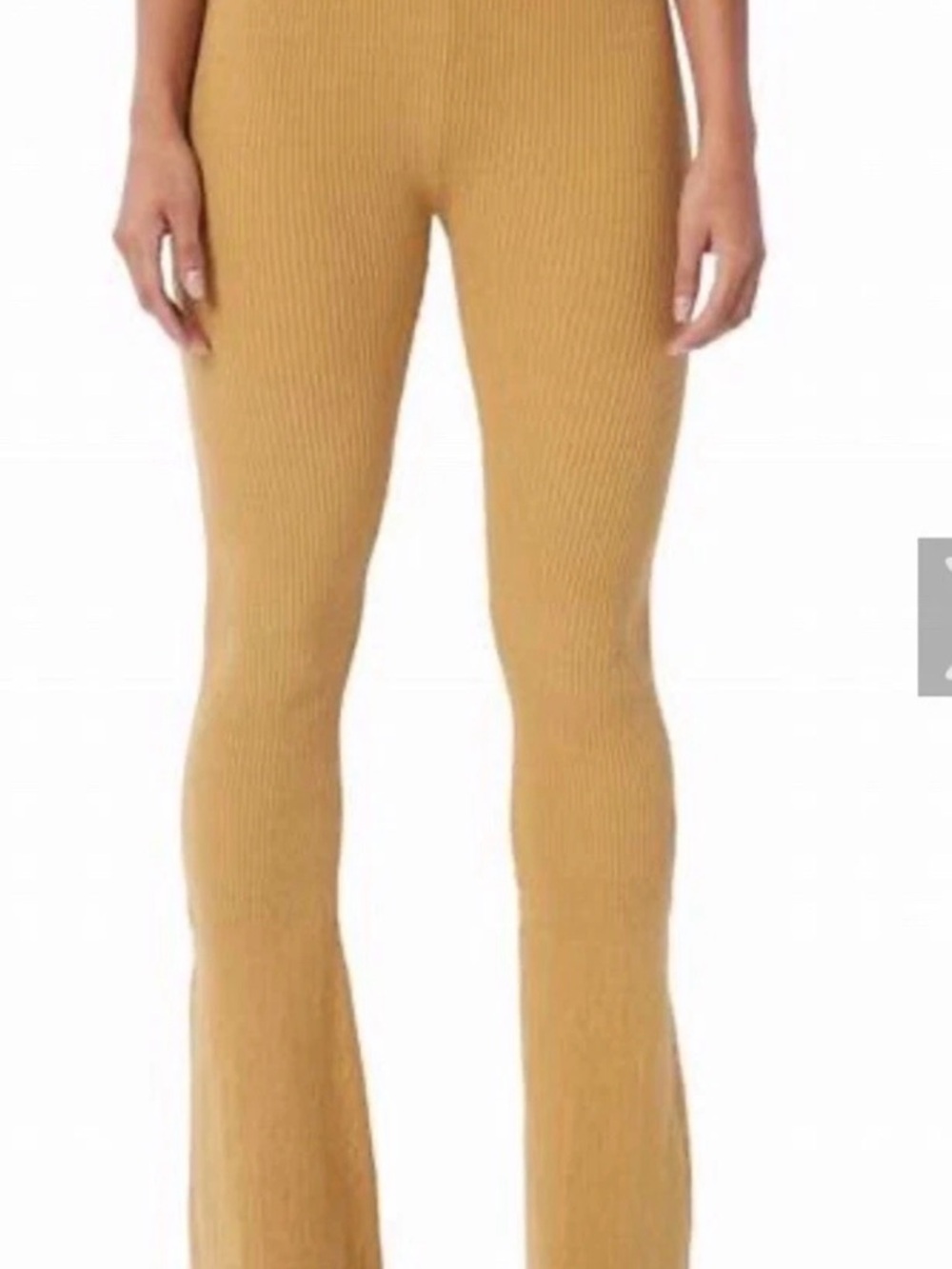 High-Rise Ribbed Flare Leggings in Mustard